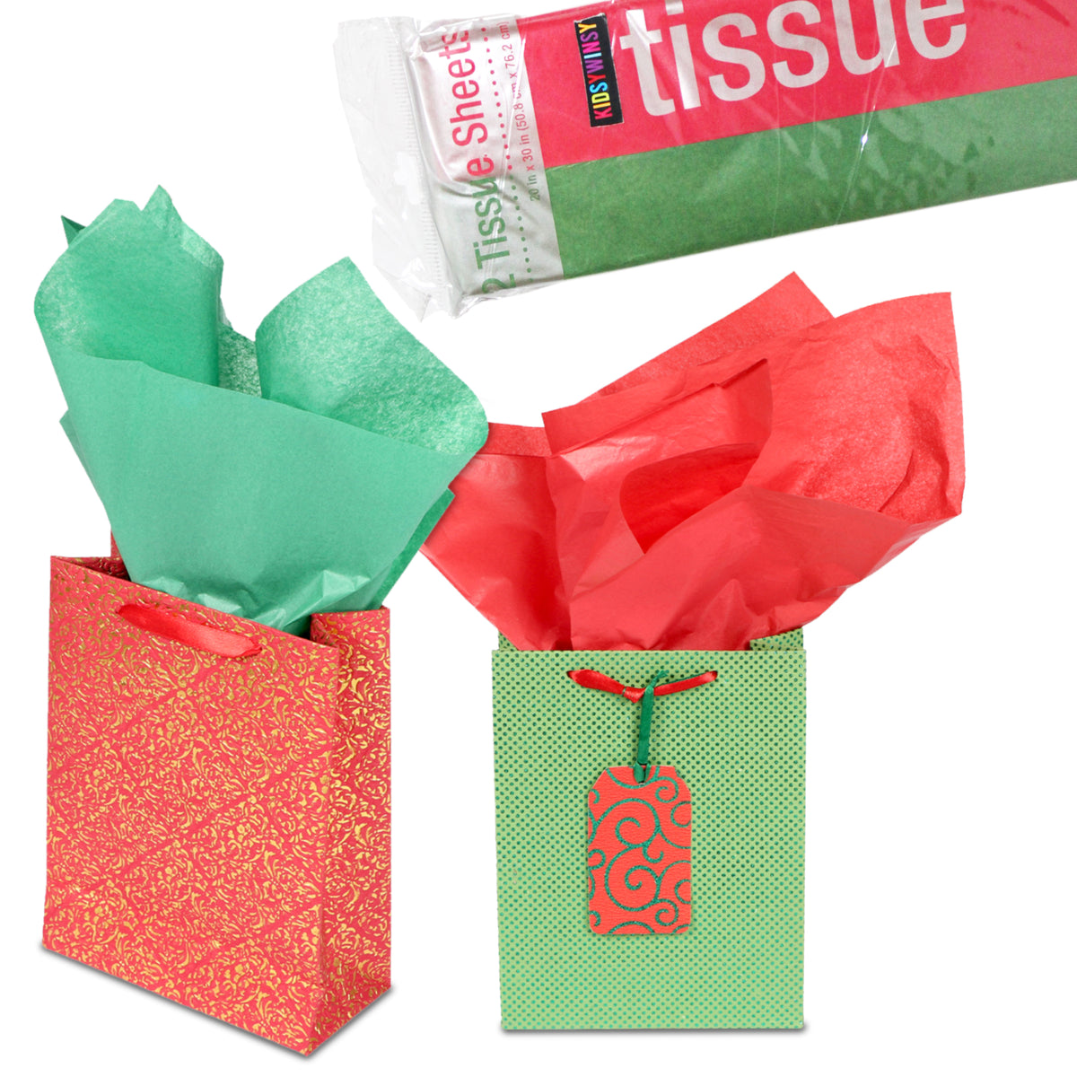 Shop 12 Sheets Red and Green Tissue each sheet Online | Kidsy Winsy